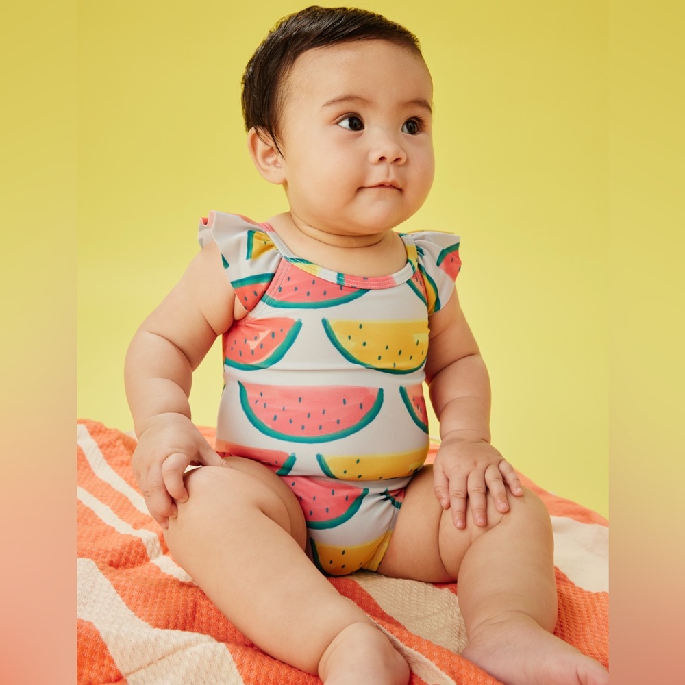 Tea Collection 🍉 Watermelon Print One-Piece Baby Swimsuit - 12-18 months